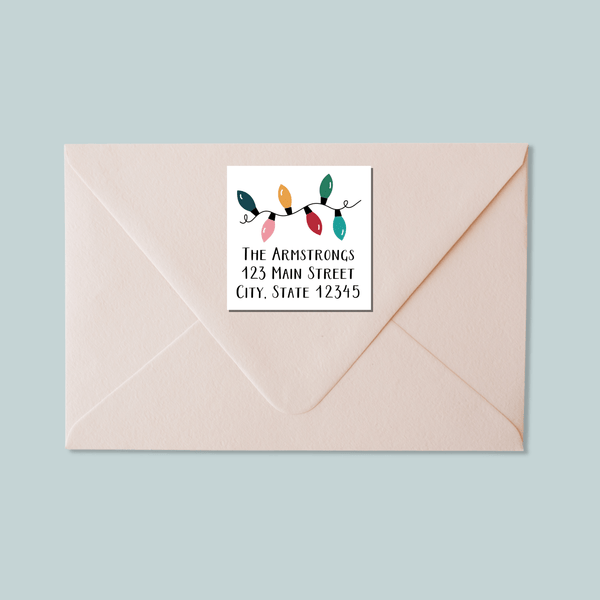 Holiday Lights - Square Address Label - The Note House