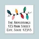 Holiday Lights - Square Address Label - The Note House