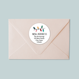 Holiday Lights - We've Moved Round Address Label - The Note House