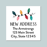 Holiday Lights - We've Moved Square Address Label - The Note House