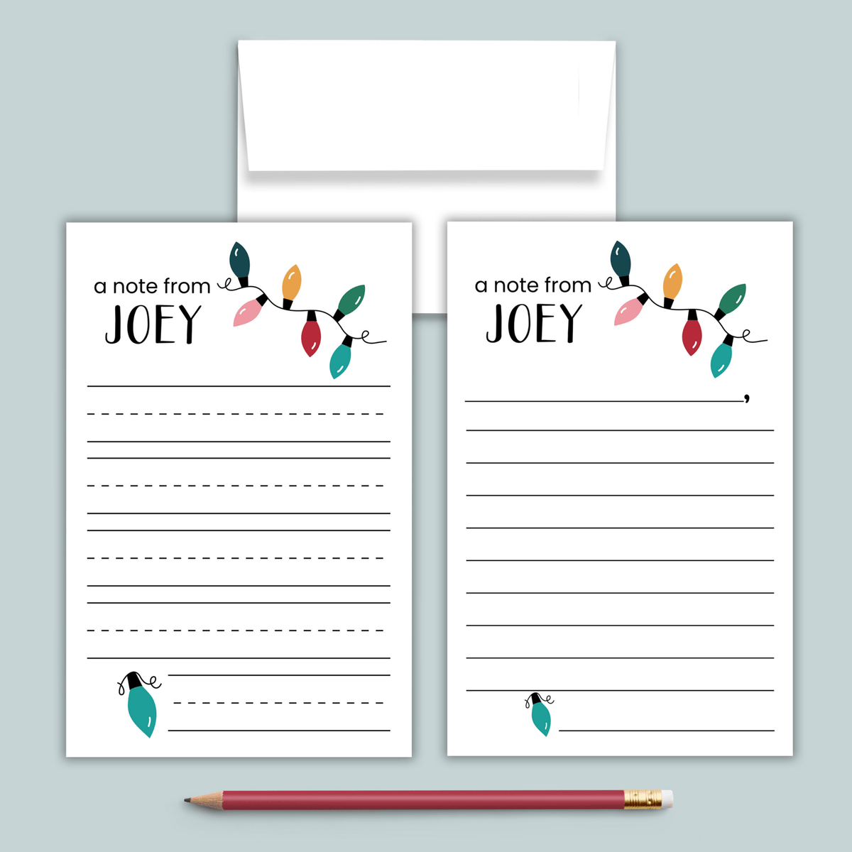 Holiday Reindeer - Personalized Lined Letter Template - The Note House