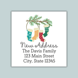 Holiday Stockings - We've Moved Square Address Label - The Note House