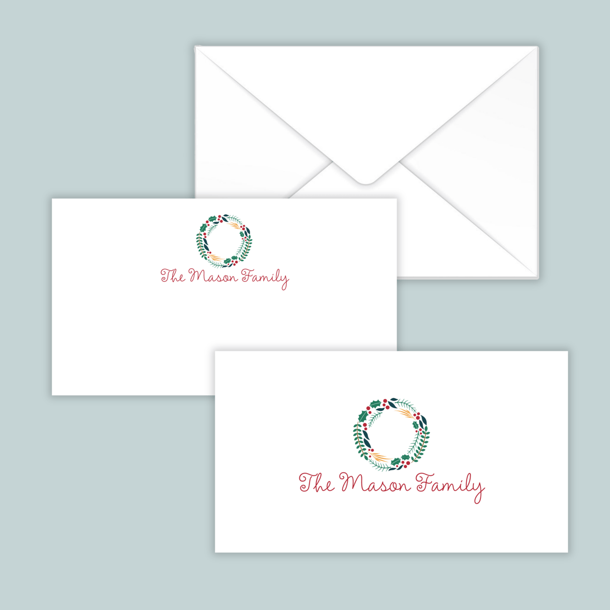 Holly Wreath - Personalized Gift Enclosure - The Note House