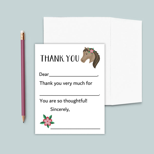 Horse - Personalized Fill - in - the - Blank Thank You Cards - The Note House