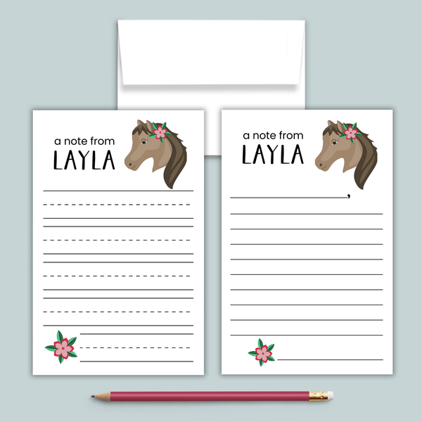 Horse - Personalized Lined Letter Template - The Note House