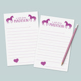 Horses - Personalized Lined Letter Writing Stationery - The Note House