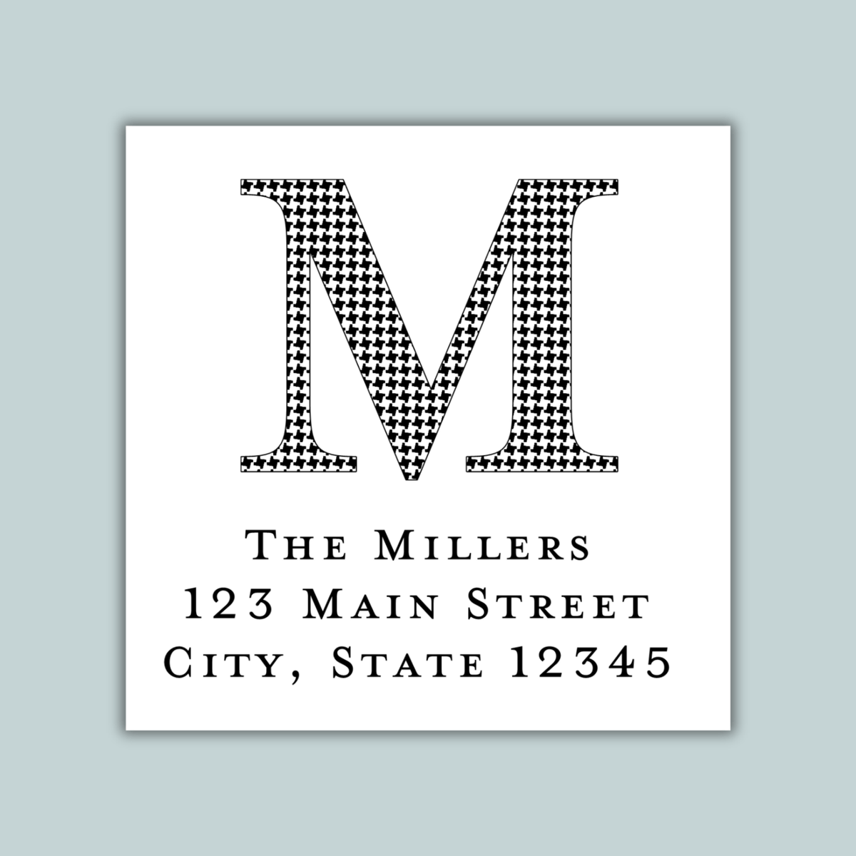 Houndstooth Initial - Square Address Label - The Note House