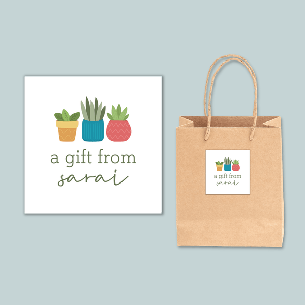 Houseplants - Personalized Square Gift Sticker - The Note House