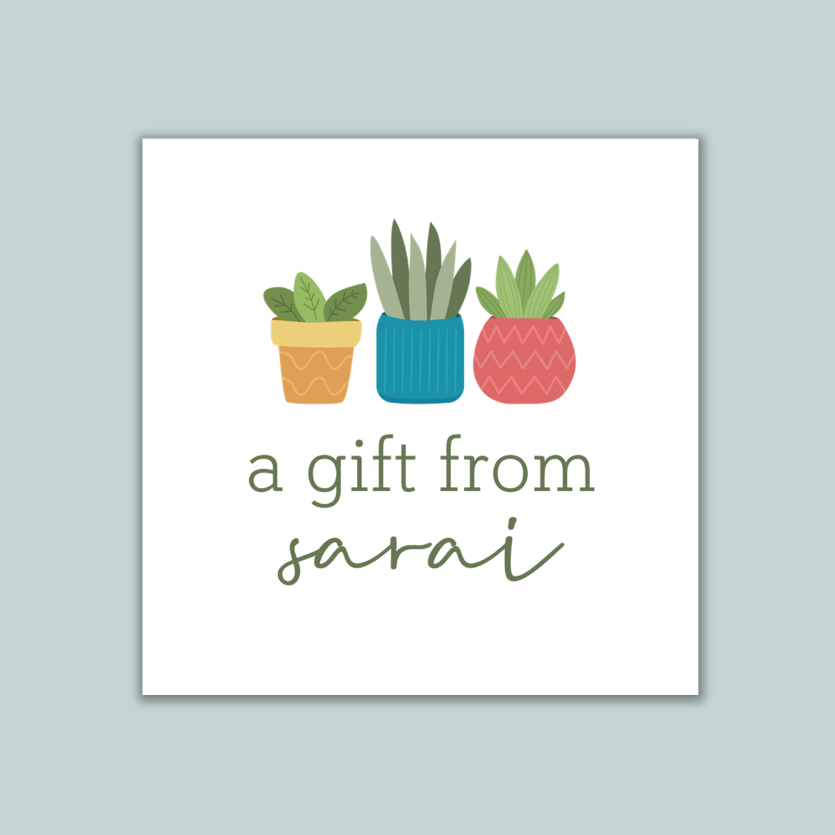 Houseplants - Personalized Square Gift Sticker - The Note House