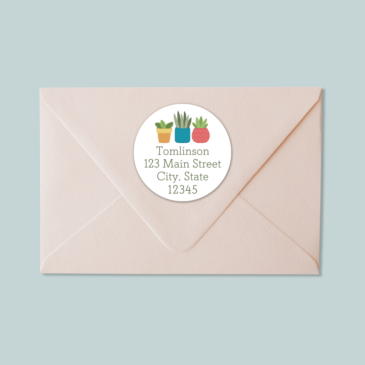 Houseplants - Round Address Label - The Note House