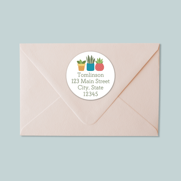 Houseplants - Round Address Label - The Note House