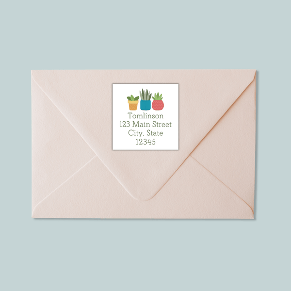 Houseplants - Square Address Label - The Note House