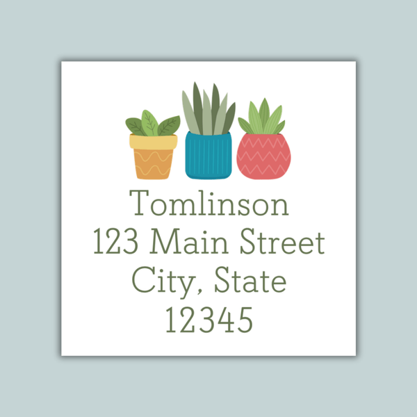Houseplants - Square Address Label - The Note House