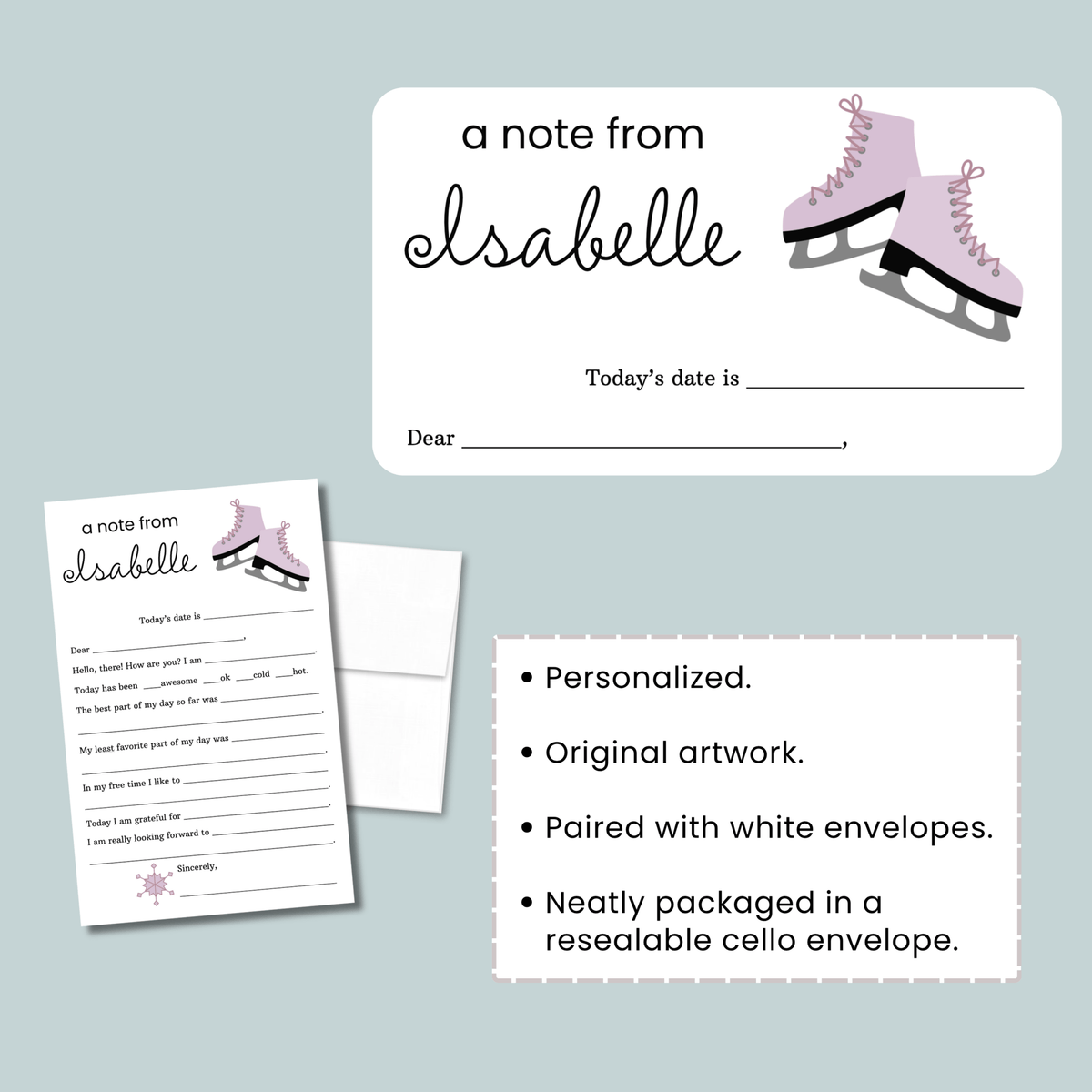 Ice Skating - Personalized Fill - in Letter Template - The Note House