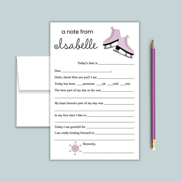 Ice Skating - Personalized Fill - in Letter Template - The Note House