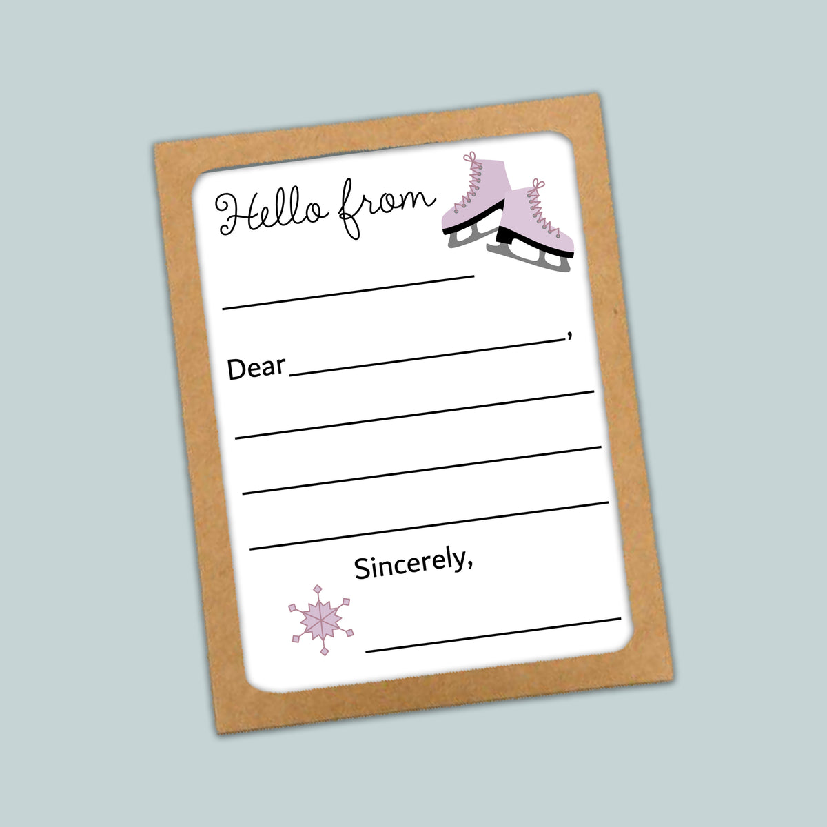 Ice Skating - Lined Note Cards