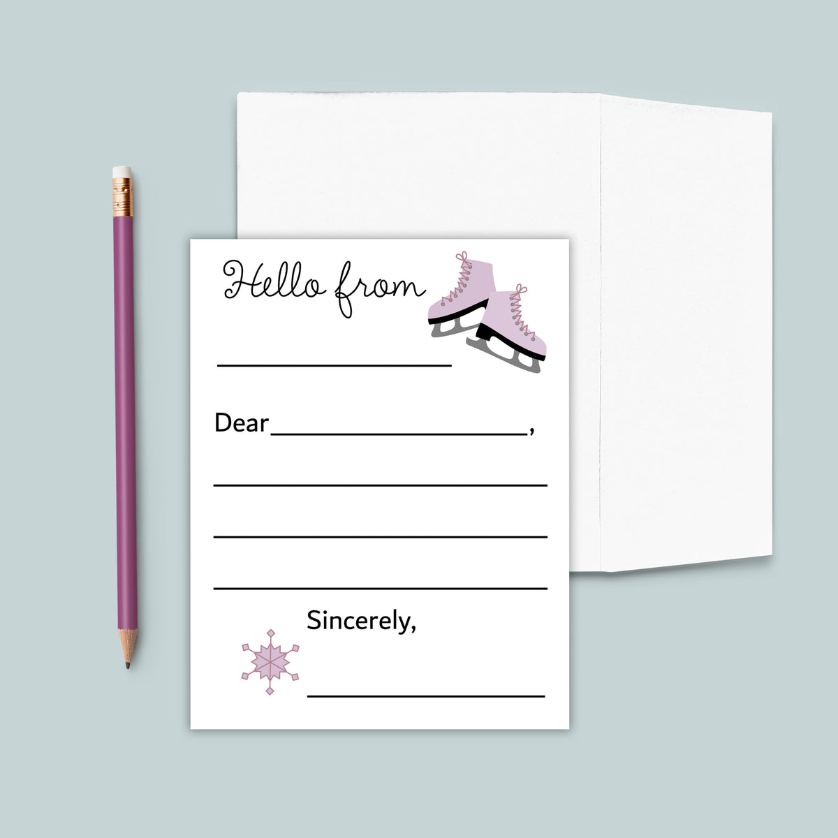 Ice Skating - Lined Note Cards