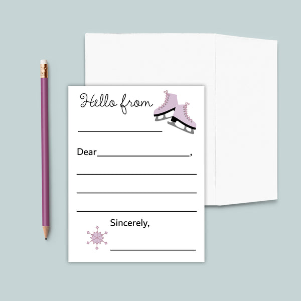 Ice Skating - Lined Note Cards