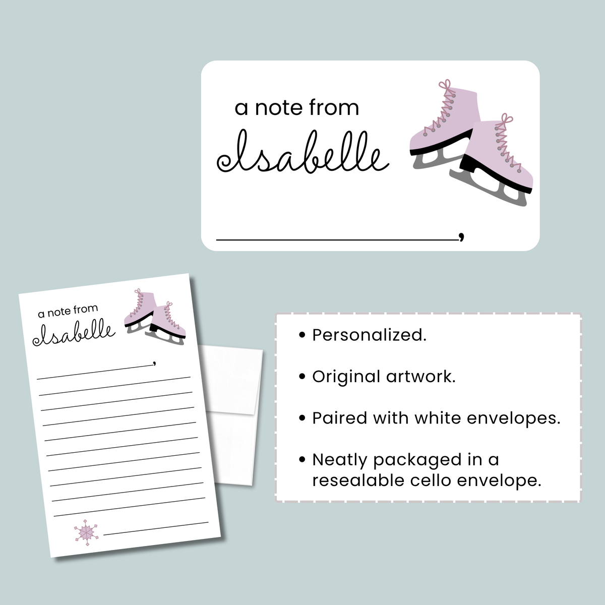 Ice Skating - Personalized Lined Letter Template