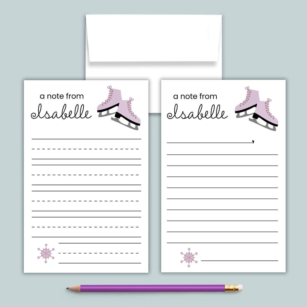 Ice Skating - Personalized Lined Letter Template