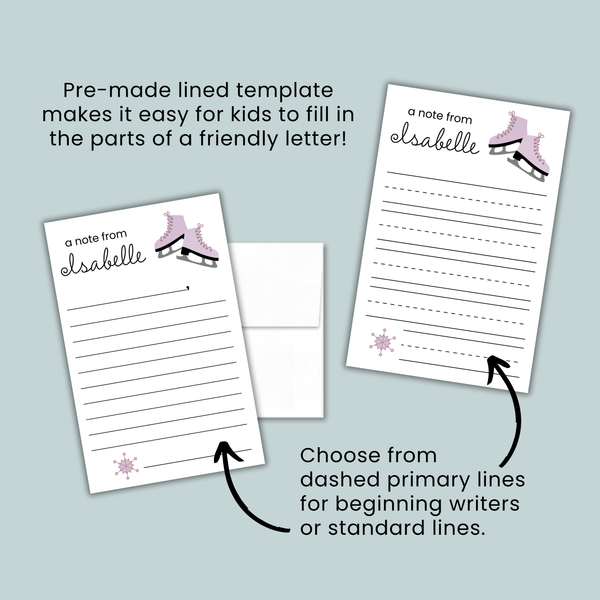 Ice Skating - Personalized Lined Letter Template