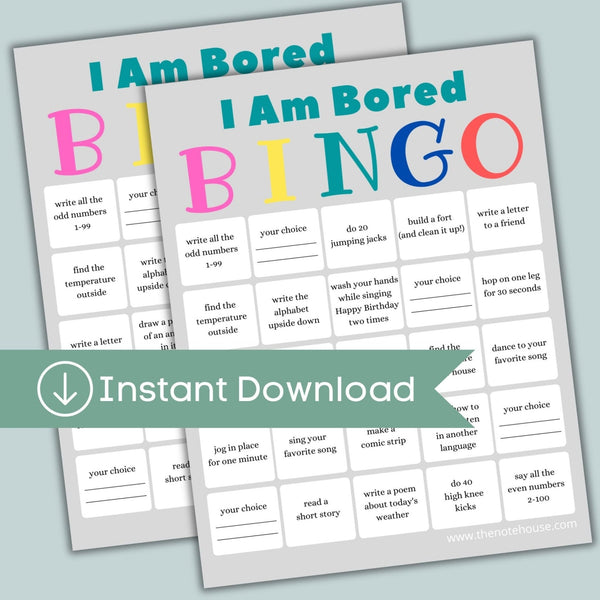 I'm Bored Bingo for Kids - Printable Instant Download - The Note House