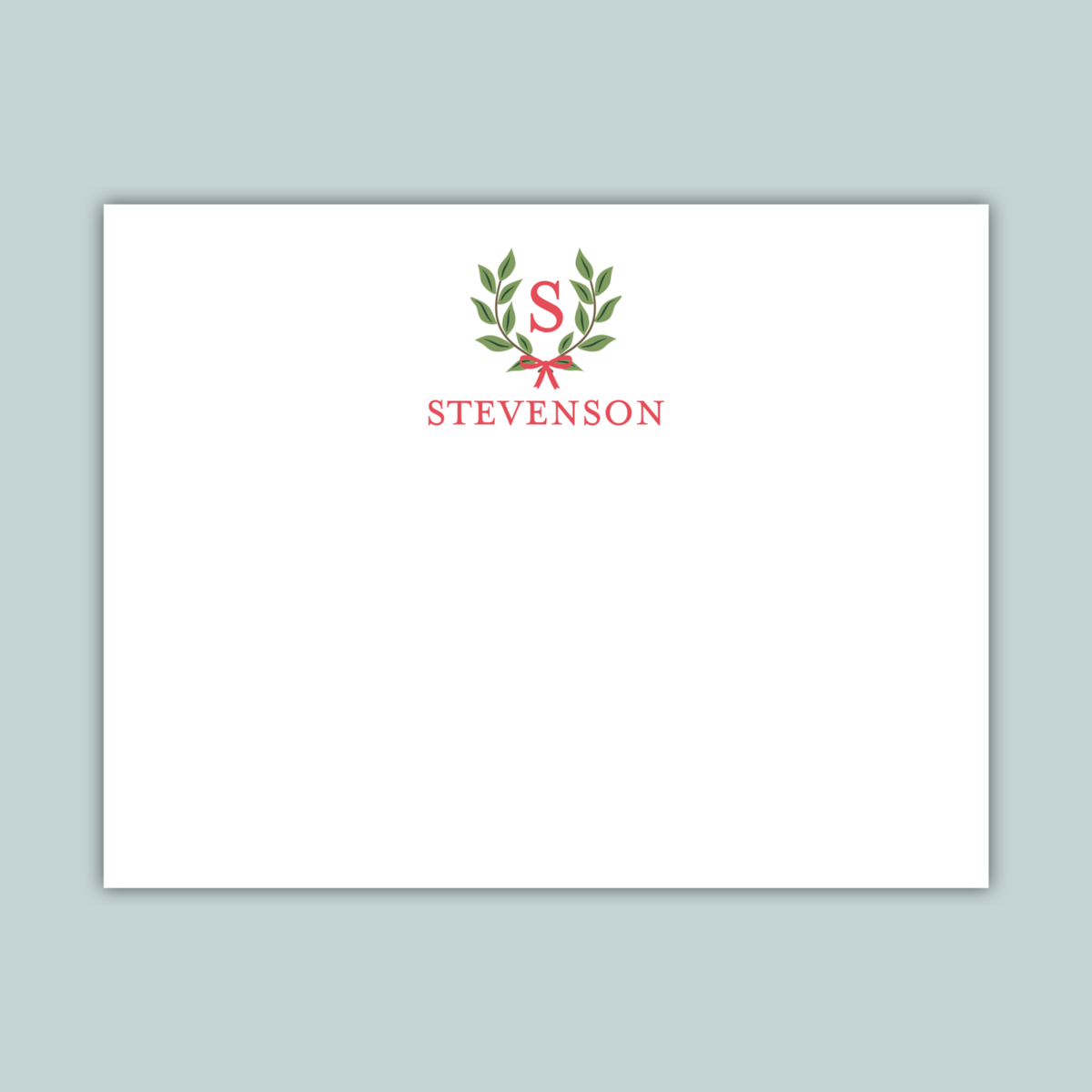 Laurel Wreath - Personalized Flat Note Card - The Note House