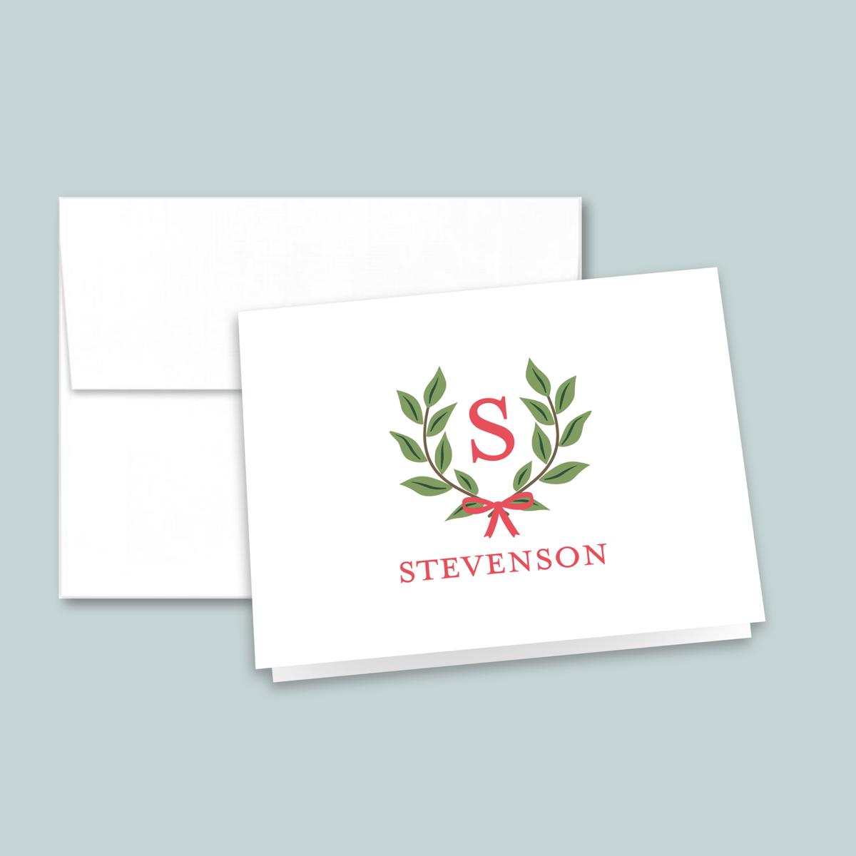 Laurel Wreath - Personalized Folded Note Card - The Note House