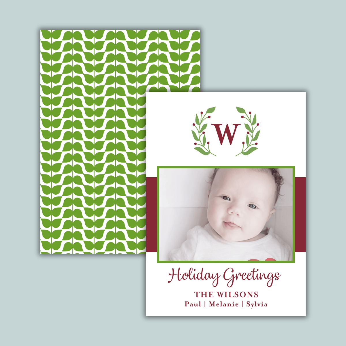 Laurel Wreath - Personalized Photo Card - The Note House