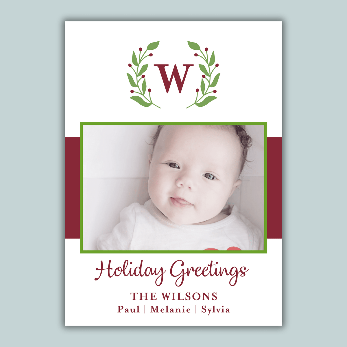 Laurel Wreath - Personalized Photo Card - The Note House