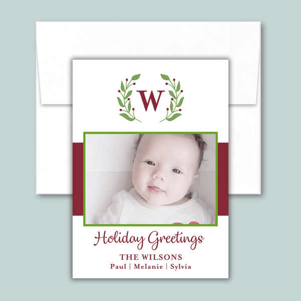 Laurel Wreath - Personalized Photo Card - The Note House