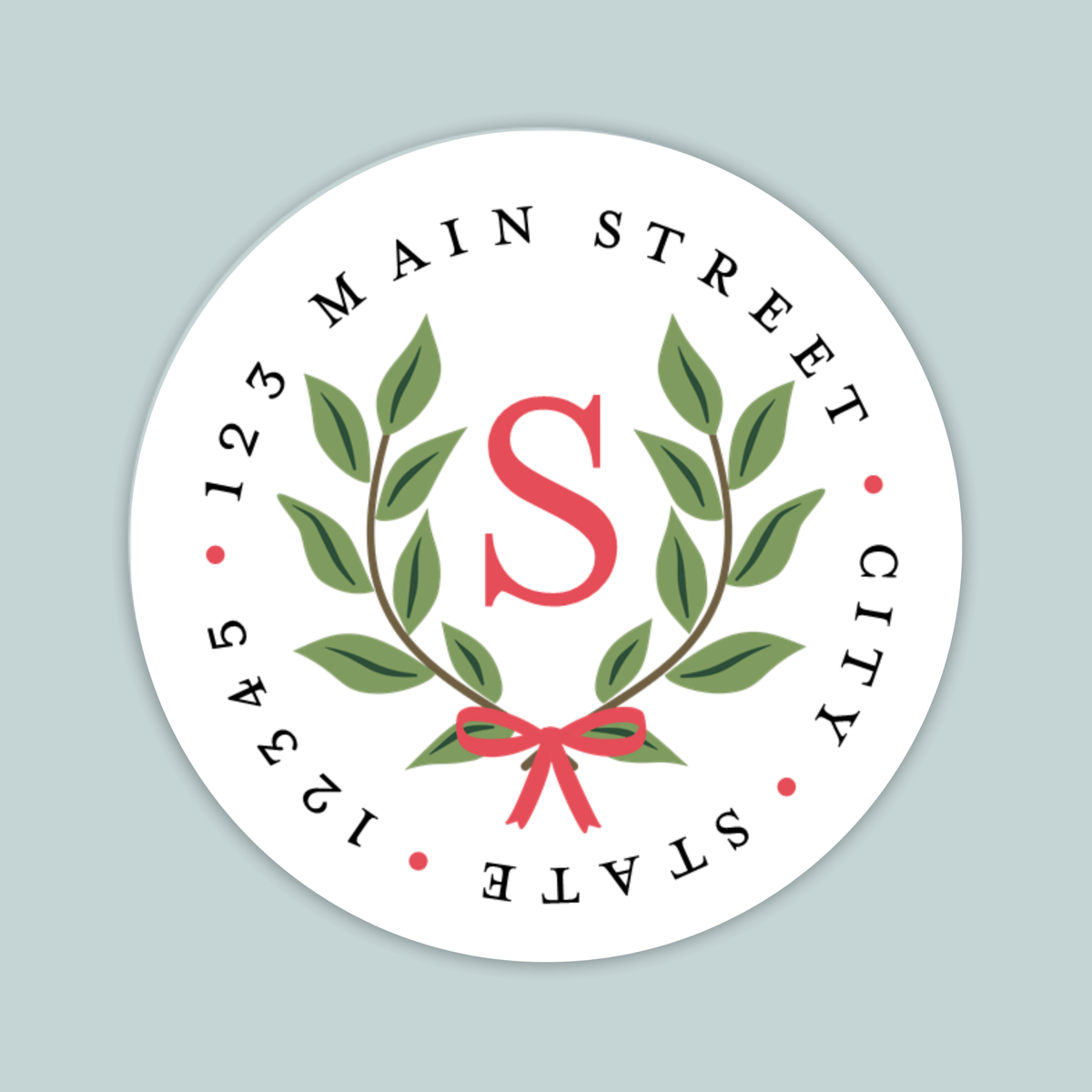 Laurel Wreath - Round Address Label - The Note House