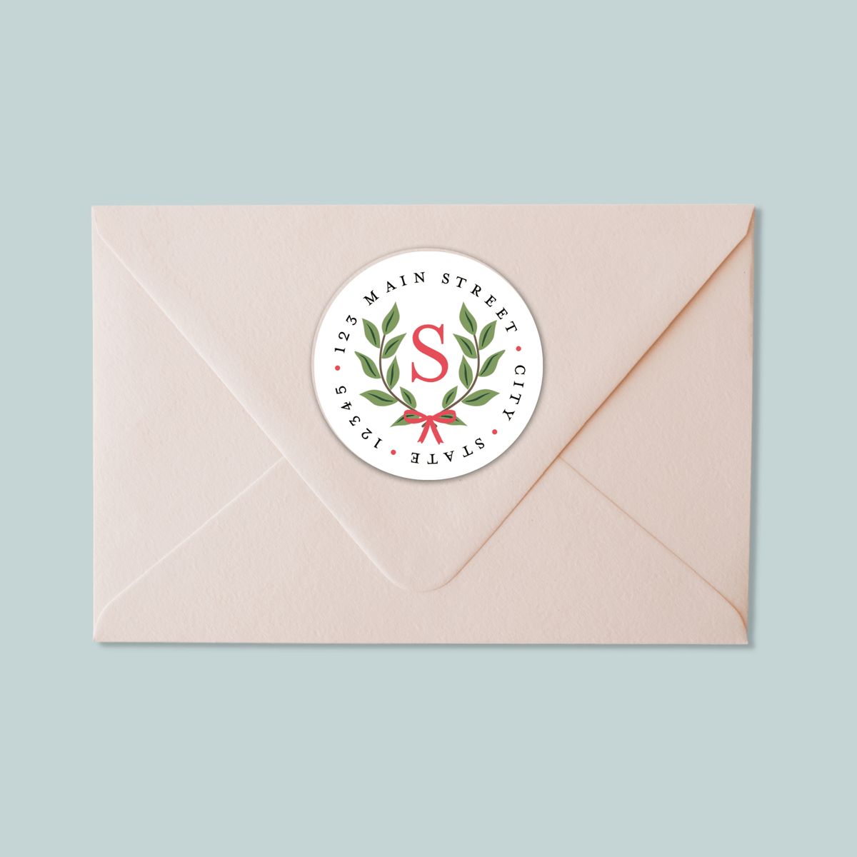 Laurel Wreath - Round Address Label - The Note House