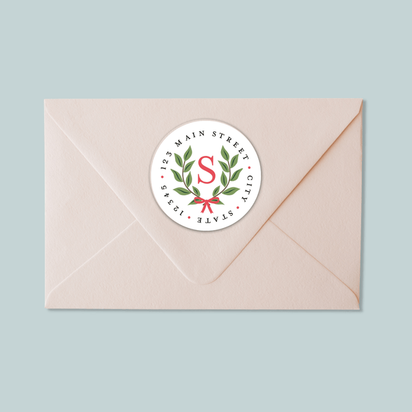Laurel Wreath - Round Address Label - The Note House