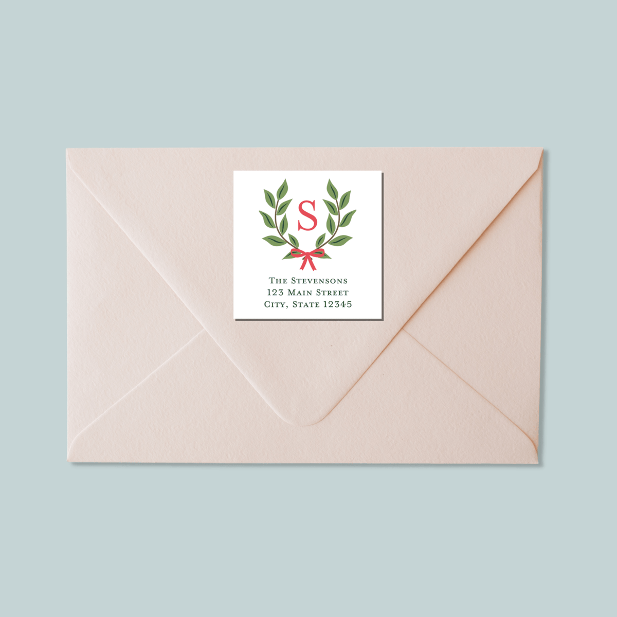 Laurel Wreath - Square Address Label - The Note House