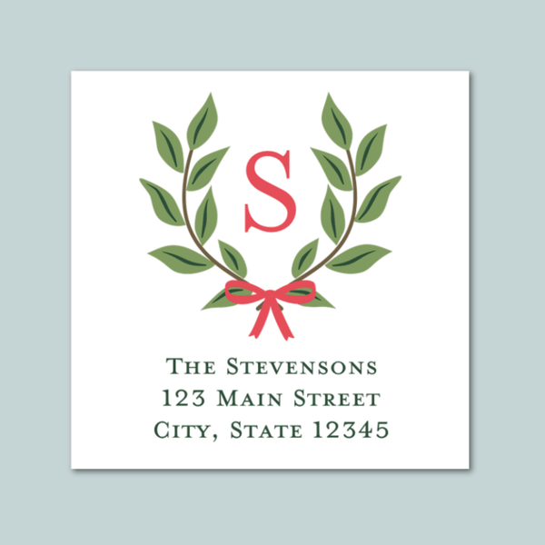 Laurel Wreath - Square Address Label - The Note House