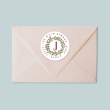 Leaves and Berries Wreath - Round Address Label - The Note House