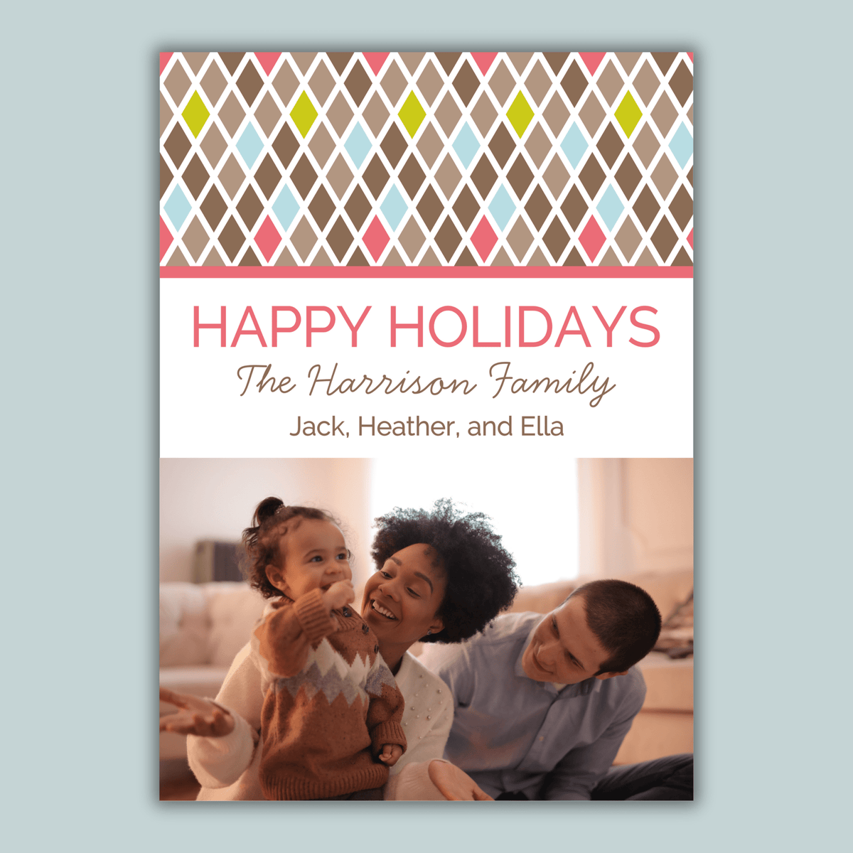 Modern Argyle - Personalized Photo Card - The Note House