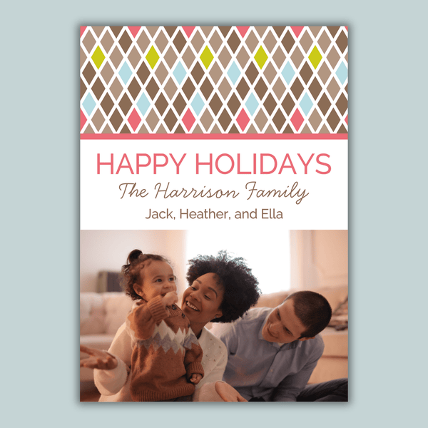 Modern Argyle - Personalized Photo Card - The Note House