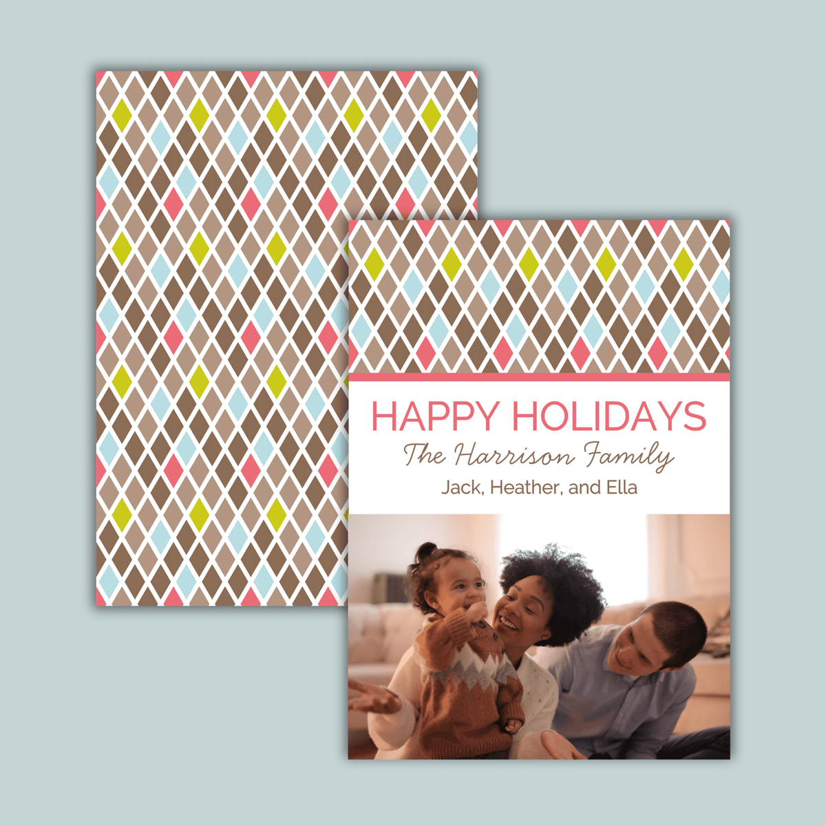 Modern Argyle - Personalized Photo Card - The Note House