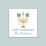 Modern Menorah - Personalized Square Gift Sticker - The Note House