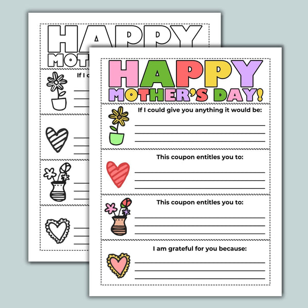 Mother's Day Gift Coupon Book - Printable Instant Download - The Note House