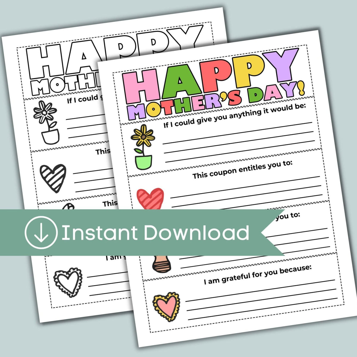 Mother's Day Gift Coupon Book - Printable Instant Download - The Note House