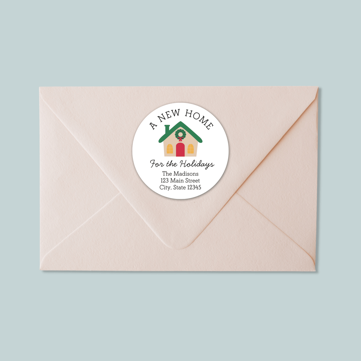 New Home for the Holidays - We've Moved Round Address Label - The Note House