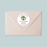 New Home for the Holidays - We've Moved Round Address Label - The Note House