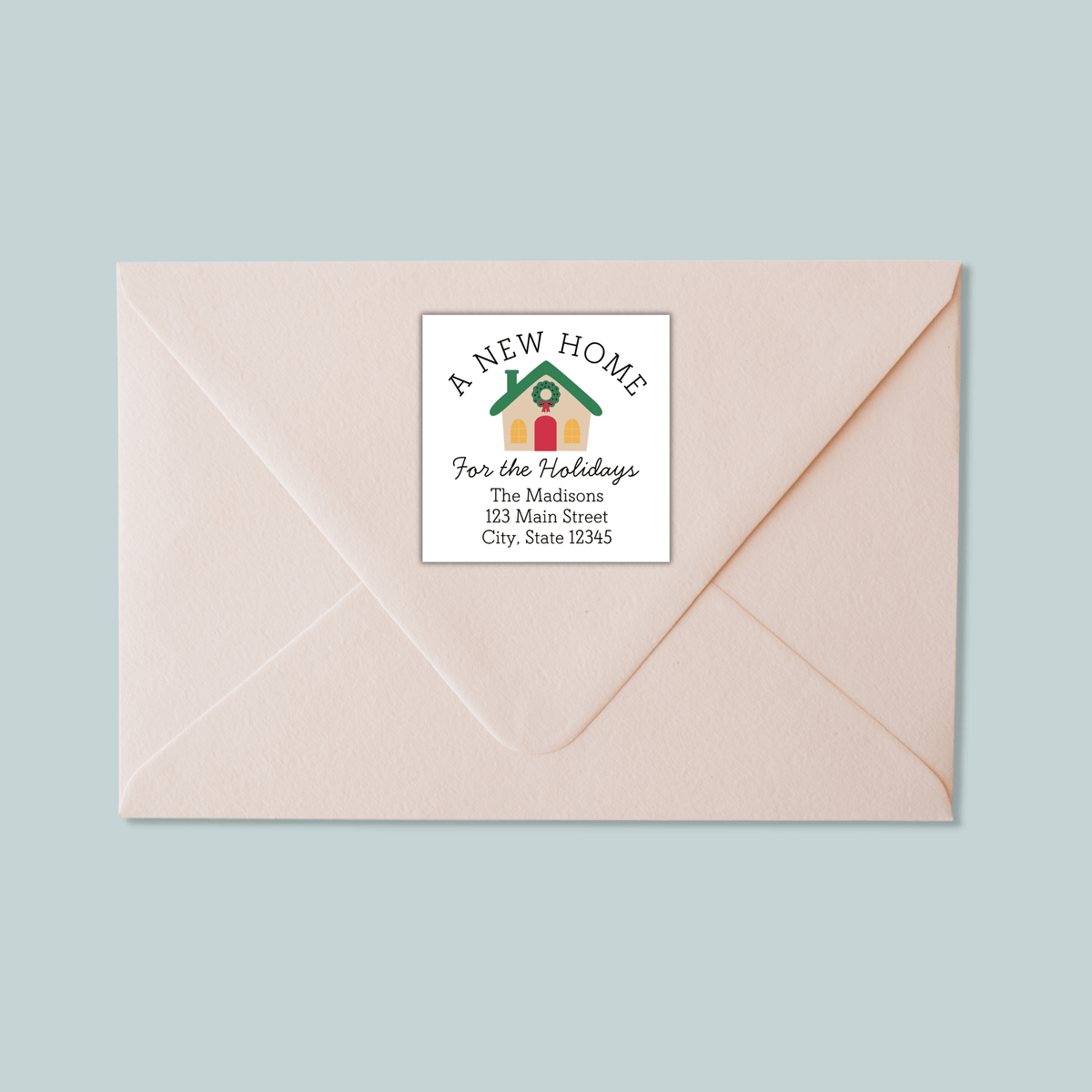 New Home for the Holidays - We've Moved Square Address Label - The Note House