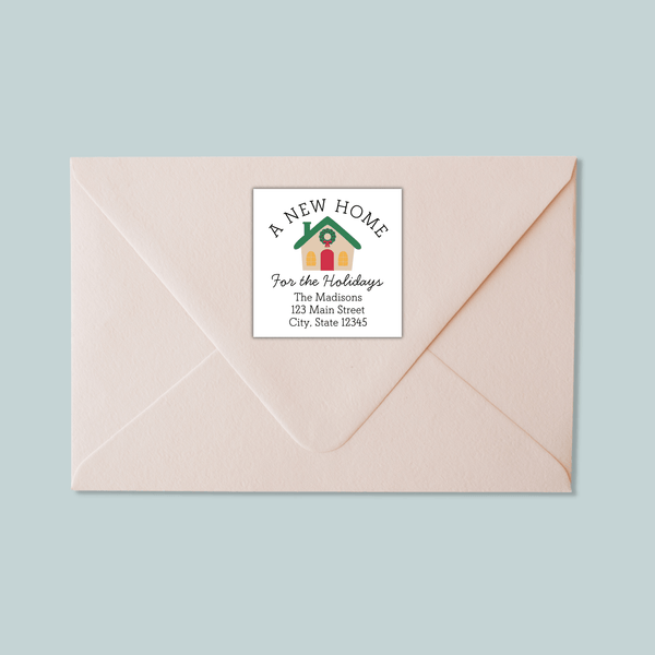 New Home for the Holidays - We've Moved Square Address Label - The Note House