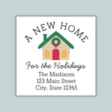 New Home for the Holidays - We've Moved Square Address Label - The Note House