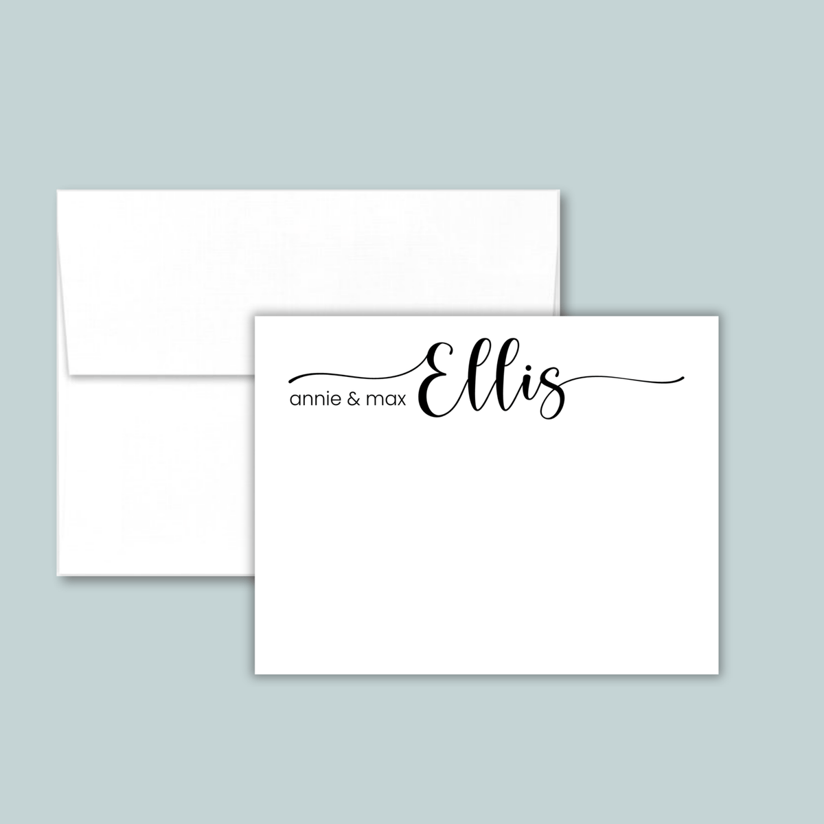 Newlywed Calligraphy Script - Personalized Flat Note Card - The Note House