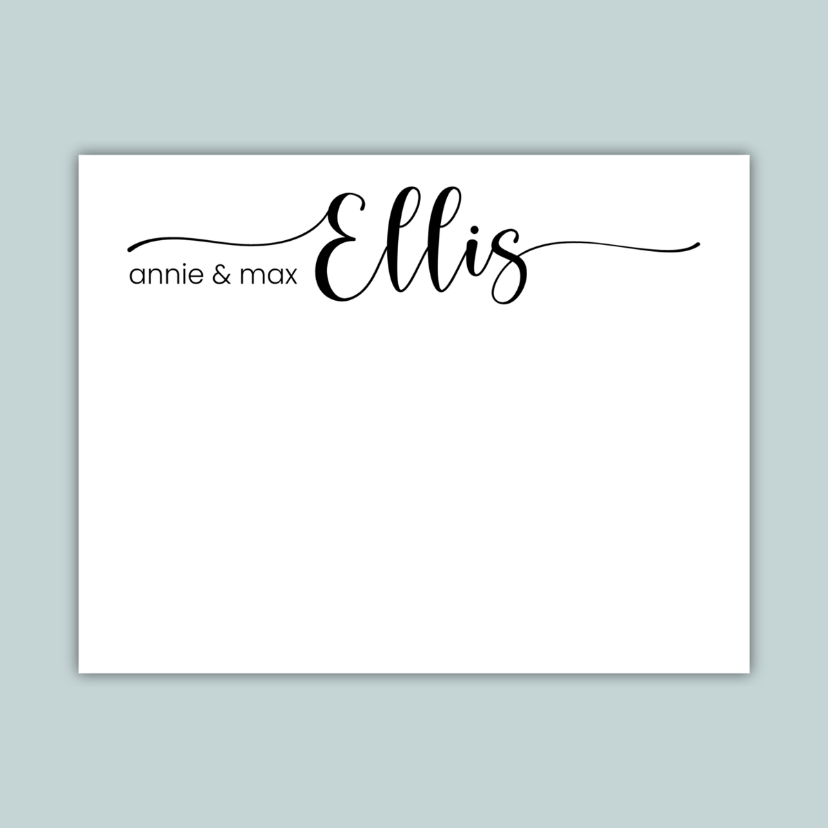 Newlywed Calligraphy Script - Personalized Flat Note Card - The Note House